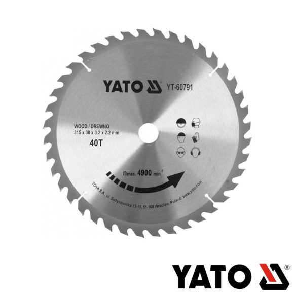 Yato YT-60791 körfűrészlap (fa), Ø 315x3.2/2.2x30.0 mm, 40T