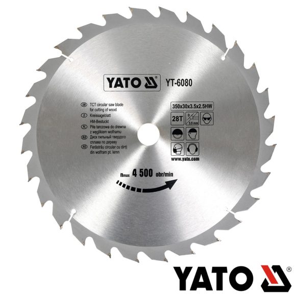 Yato YT-6080 körfűrészlap (fa), Ø 350x3.5/2.5x30.0 mm, 28T