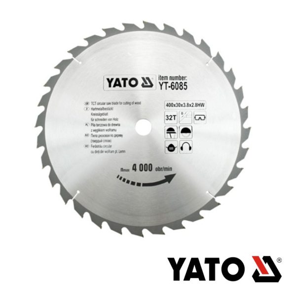 Yato YT-6085 körfűrészlap (fa), Ø 400x3.8/2.8x30.0 mm, 32T