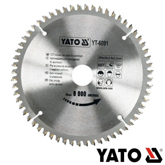 Yato YT-6091 körfűrészlap (alumínium), Ø 200x3.0/2.2x30.0 mm, 60T