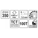 Yato YT-6099 körfűrészlap (alumínium), Ø 350x32/2.5x30.0 mm, 100T