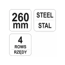 Yato YT-6332 drótkefe hajlított műanyag nyéllel, 4 soros - 260 mm