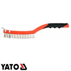   Yato YT-6336 inox drótkefe hajlított műanyag nyéllel + kaparó, 3 soros - 340 mm