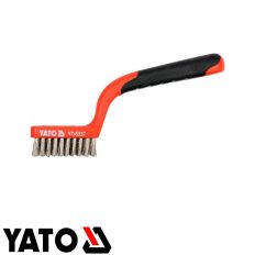   Yato YT-6337 inox drótkefe hajlított műanyag nyéllel, 3 soros - 180 mm