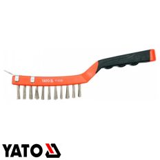  Yato YT-6339 inox drótkefe hajlított műanyag nyéllel + kaparó, 4 soros - 290 mm