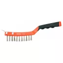 Yato YT-6339 inox drótkefe hajlított műanyag nyéllel + kaparó, 4 soros - 290 mm