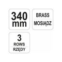 Yato YT-6341 sárgaréz drótkefe hajlított műanyag nyéllel, 3 soros - 340 mm