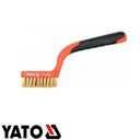 Yato YT-6343 sárgaréz drótkefe hajlított műanyag nyéllel, 3 soros - 180 mm