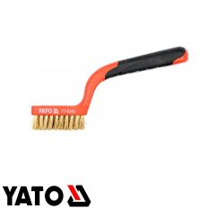   Yato YT-6343 sárgaréz drótkefe hajlított műanyag nyéllel, 3 soros - 180 mm