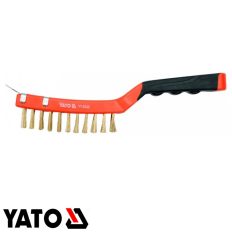   Yato YT-6345 sárgaréz drótkefe hajlított műanyag nyéllel + kaparó, 4 soros - 290 mm