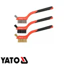 Yato YT-6351 drótkefe készlet 3 soros, 3 részes - 180 mm (inox, réz, nylon)