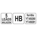 Yato YT-69285 grafit betét tölthető ácsceruzához, HB (5 darab)