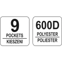 Yato YT-74371 nyitott szerszámtartó táska 12" (csővázas, 9 zsebes)