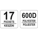 Yato YT-74372 nyitott szerszámtartó táska 13" (csővázas, 17 zsebes)