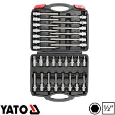   Yato YT-77540 imbusz dugókulcs bit készlet 5-19 mm, S2 acél, 1/2" (30 részes)