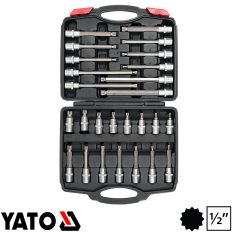   Yato YT-77542 Spline dugókulcs bit készlet M5-M16, S2 acél, 1/2" (26 részes)