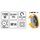 Yato YT-82101 sarokcsiszoló 125 mm - 1100W (3.000-12.000 f/perc)