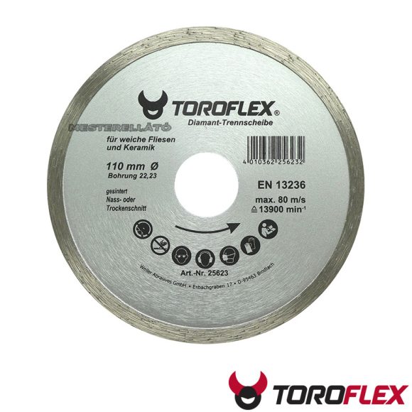 TOROFLEX HOBBY gyémánttárcsa (csempe, burkolóanyagok) (folyamatos vágóéllel), 110x22,2 mm