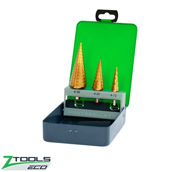 Z-Tools ECO 030404-0015 lépcsős fémfúró készlet HSS, 3 darab (Ø 4-12, 4-20, 4-30 mm)